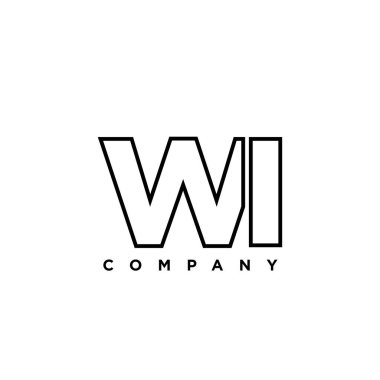 W harfi ve ben, WI logo tasarım şablonu. Şirket kimliği için asgari monogram tabanlı logotype.