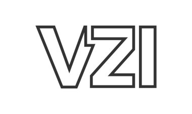 Güçlü ve modern kalın metinli VZI logo tasarım şablonu. Basit ve minimal tipografi içeren ilk tabanlı vektör logosu. Moda şirket kimliği.