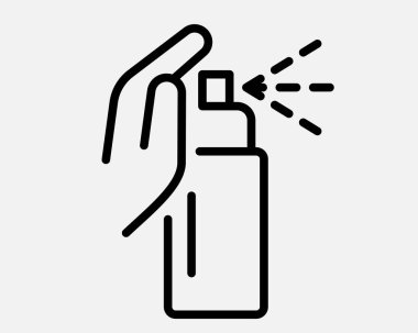 El çizimi boya şişesi ikonu. Hava fırçası hattı basit grafiti sanatı aerosol gaz silindiri logosu.