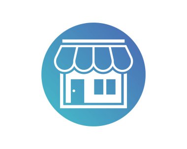 Mobil ve yerel pazar markaları için alışveriş mağazası logosu. Çevrimiçi mağaza simgeleri ödemeler, nakliyat ve satış için basit minimalist işaret, vektör illüstrasyonu.