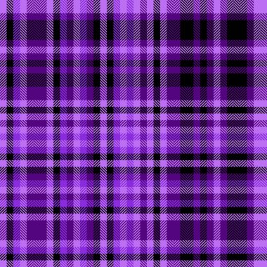 Ağ dokusu vektör kumaşı, kolaj tekstil dikişsiz desen. Mor ve siyah renk paletinde Meksika ekoseli arkaplan kontrolü.