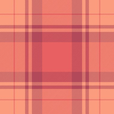 Kareli vektör tartan kumaş, patlak dikişsiz doku deseni. Kırmızı renk paletinde tekstil ekoseli arkaplanı kontrol et.