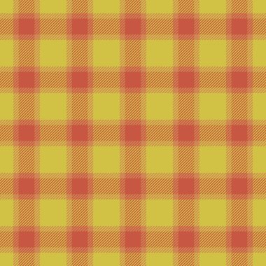 Çizgili arkaplan dokusu, ekoseli ekoseli dikişsiz. Gömlek desenli kumaş sarı ve kırmızı renk paletinde vektörü kontrol et.