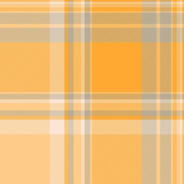 Kart desenli kumaş vektörü, atölye çalışmasız arka plan tartanı. Turuncu ve kehribar rengi palet ile ekose kumaşı kontrol et.