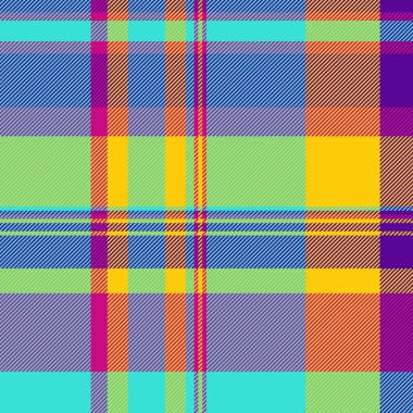 Tasarımcı şablonu kontrolü, gençlik vektör tartan dokusu. Kumaş kumaş ekoseli kumaş. Düz ve parlak renk paletinde..