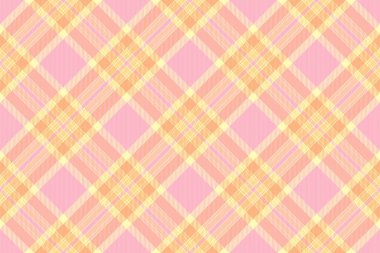 Turuncu ve pembe renkli tartan kumaş tekstili ile vektör dokusunu kusursuz bir şekilde kontrol et..