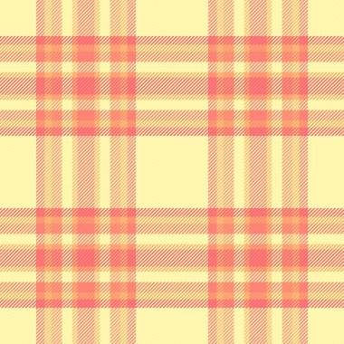 Sevimli dikişsiz ekose kumaş, deco tartan vektör kumaş. Kırmızı ve açık renk paletinde büyük arkaplan desen denetimi.
