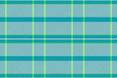 Tekstil arka plan tartan, tekrarlayan kumaş, dikişsiz ekose. Cyan ve gök mavisi renk paletinde eğri desen vektör dokusu kontrolü.