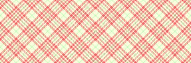 Kravat dokusunu kontrol et, şapka kusursuz vektör arkaplanı. Kırmızı ve açık renkli gül tekstil ekose kumaş..
