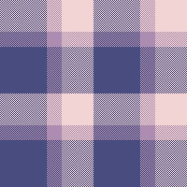 Şık desenli kumaş dokusu, arka planda ekoseli kumaş. Mavi ve açık renk paletinde tartan tekstil denetimi.