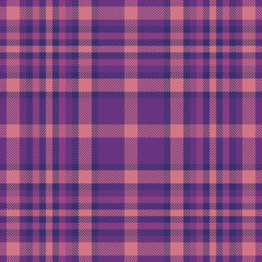 Yaratıcılık kumaş desenli arka plan, İskoç eteği dikişsiz vektör. Baba kumaş dokusunu mor ve kırmızı renk paletiyle kontrol et..