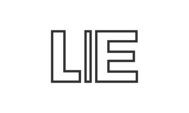 LIE logo tasarım şablonu güçlü ve modern kalın metinlerle. Basit ve minimal tipografi içeren ilk tabanlı vektör logosu. Moda şirket kimliği.