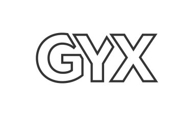 GYX logo tasarım şablonu güçlü ve modern kalın metinlerle. Basit ve minimal tipografi içeren ilk tabanlı vektör logosu. Moda şirket kimliği.