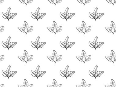 El çizimi çiçek desenli vektör tasarımı. Bitki ve yaprak ile basit bir süs. Kumaş baskı kumaşı.