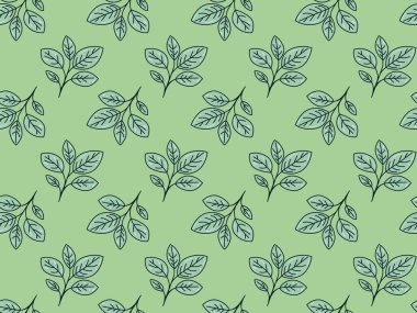 El çizimi çiçek desenli vektör tasarımı. Bitki ve yaprak ile basit bir süs. Kumaş baskı kumaşı.