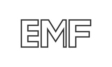 Güçlü ve modern kalın metinli EMF logo tasarım şablonu. Basit ve minimal tipografi içeren ilk tabanlı vektör logosu. Moda şirket kimliği.