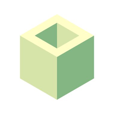 Küp logosu, geometrik vektör tasarımı. Kutu logoti şirketi, izometrik 3 boyutlu teknoloji amblemi.