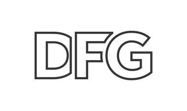 DFG logo tasarım şablonu güçlü ve modern kalın metinlerle. Basit ve minimal tipografi içeren ilk tabanlı vektör logosu. Moda şirket kimliği.