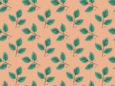 El çizimi çiçek desenli vektör tasarımı. Bitki ve yaprak ile basit bir süs. Kumaş baskı kumaşı.