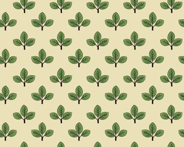 El çizimi çiçek desenli vektör tasarımı. Bitki ve yaprak ile basit bir süs. Kumaş baskı kumaşı.