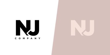 N ve J harfi, NJ logo tasarım şablonu. İlk tabanlı asgari monogram logosu.