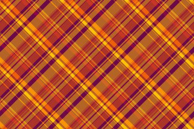 Yorgan örtüsü kumaş dokuma kontrolü, örtülü arka plan ekosesiz. Kırmızı ve turuncu renk paletinde Daisy tartan tekstil deseni.