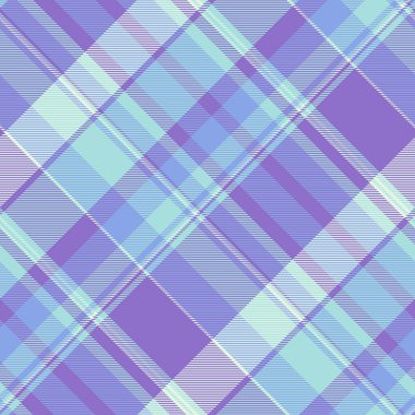 Yıldönümü tekstil ekose desenli, moda tartan vektör kontrolü. Kaliteli arkaplan kumaşı. Mor ve mavi renklerde pürüzsüz doku..
