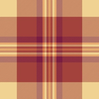 Karmaşık arka plan kumaş dokusu, cadılar bayramı tekstil desen vektörü. 1940 'lar, kırmızı ve kehribar rengi palette ekosesiz ekoseyi kontrol eder.