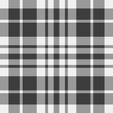 Kadınların moda tartan arka plan kontrolü, kalas vektör dokusu kumaşı. Cadılar Bayramı tekstil desenli ekoseli beyaz ve gri renk paleti.