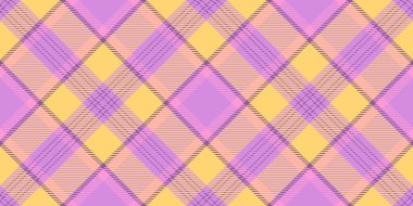 Deko kumaş vektör kontrolü, uk tartan ekose tekstil. Pembe ve kehribar rengi palette kusursuz doku arkaplan deseni uydur.