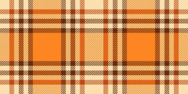 İnce tekstil ekoseli arka plan, doku kontrolü yapıyor. Herringbone tartan kumaşı turuncu ve buğday rengi palette dikişsiz..