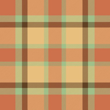 İndirimli kumaş kumaş, tahta desenli ekose. Tartan vektörünü turuncu ve kehribar renk paleti ile kusursuz arkaplanı kapat.
