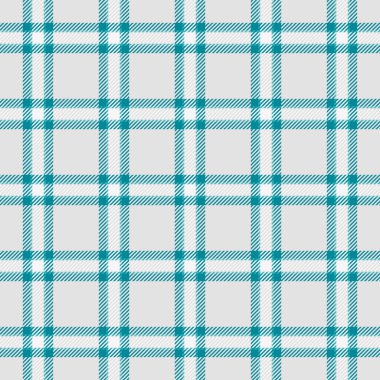 Servis katran tekstil kontrolü, tazılar kumaş arkaplan modeli. Kare pürüzsüz vektör dokusu ekoseli cyan ve saf gümüş renk paletinde.