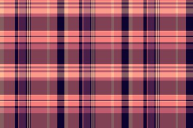 Daire tartan dokusunu kontrol et, gerçek desensiz kumaş. Koyu ve kırmızı renk paletinde ekose vektör çizimi.