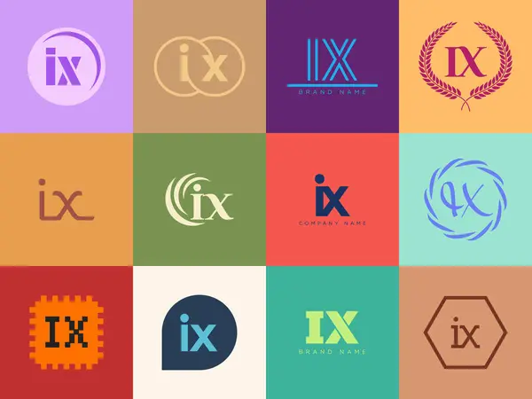 stock vector IX logo company template. Letter i and x logotype. Set different classic serif lettering and modern bold text with design elements. Initial font typography.