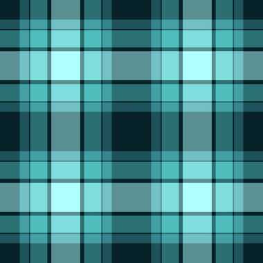 Kabile desensiz ekoseli, vadi vektör arkaplan kumaşı. Cyan ve koyu renk paletinde geleneksel tartan tekstil kontrolü.