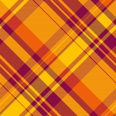 Dükkanın arka planında kusursuz kumaş, kumaş vektör tartan dokusu. Meslek deseni ekose kumaş kontrol altın gelincik ve parlak renk paleti.