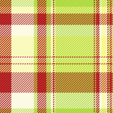 Neşeli tartan arka plan, pürüzsüz, canlı tekstil vektör dokusu. Sanatsal desenli kumaş kireç ve kırmızı renkli ekoseyi kontrol et.