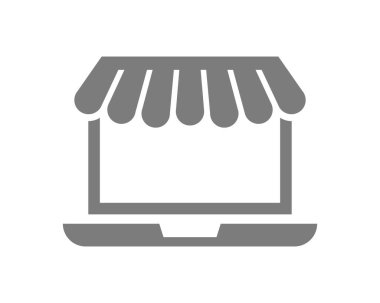 Mobil ve yerel pazar markaları için alışveriş mağazası logosu. Çevrimiçi mağaza simgeleri ödemeler, nakliyat ve satış için basit minimalist işaret, vektör illüstrasyonu.