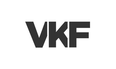 Güçlü ve modern kalın metinli VKF logo tasarım şablonu. Basit ve minimal tipografi içeren ilk tabanlı vektör logosu. Moda şirket kimliği.