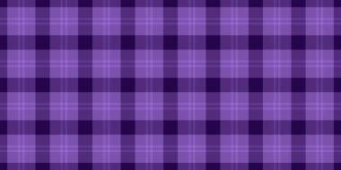 Ciltsiz doku vektörü, güzel tekstil kumaş arkaplanı. Kültürel kontrol ekose desenli menekşe ve kraliyet mor renk paleti.
