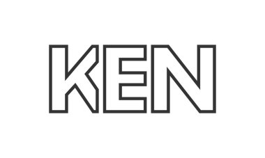 KEN logo tasarım şablonu güçlü ve modern kalın metin ile. Basit ve minimal tipografi içeren ilk tabanlı vektör logosu. Moda şirket kimliği.