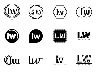 LW logo şirketi şablonu. 