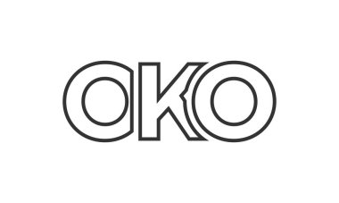 OKO logo tasarım şablonu güçlü ve modern kalın metinlerle. Basit ve minimal tipografi içeren ilk tabanlı vektör logosu. Moda şirket kimliği.
