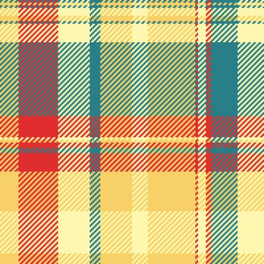 Ticari doku kumaş tartan, Brezilya desenli vektör ekoseli. Kusursuz arkaplan kontrolünü kehribar ve sarı renk paletinde sakla.