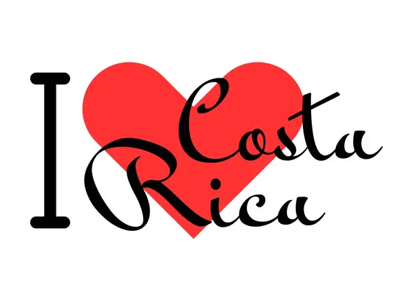 stock vector I love Costa Rica. Hand drawn letters with red heart. Vector illustration, lettering in modern design