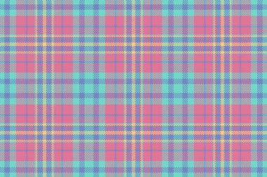 Bağımsızlık Günü kusursuz şablon, çizgi vektör ekose dokusu. İndirimli tartan arkaplan kumaşı. Pembe ve mavi renk paleti..