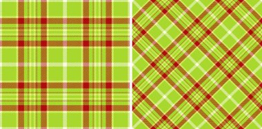 Ekose desenli tartan dokusunun kusursuz vektör dokusu. Olgun bayanlar için Noel renklerinde moda kıyafetleri..