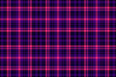 Yemek odası tartan desenli ekoseli kumaş, düğümlü kumaş dokusu. Menekşe ve siyah renk paletinde sanayi vektörü pürüzsüz arkaplan tekstili.