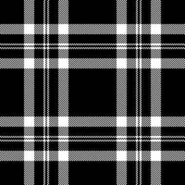 Sonsuz vektör tartan arkaplan, kadın ekose desenini kontrol et. Üst düzey tekstil kumaş dokusu siyah ve beyaz renk paletinde pürüzsüz.